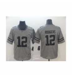 Men's Green Bay Packers #12 Aaron Rodgers Limited Gray Rush Gridiron Football Jersey