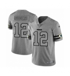 Men's Green Bay Packers #12 Aaron Rodgers Limited Gray Team Logo Gridiron Limited Football Jersey