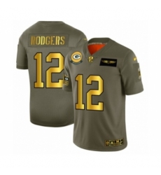 Men's Green Bay Packers #12 Aaron Rodgers Limited Olive Gold 2019 Salute to Service Football Jersey