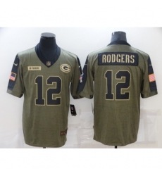 Men's Green Bay Packers #12 Aaron Rodgers Nike Olive 2021 Salute To Service Limited Player Jersey