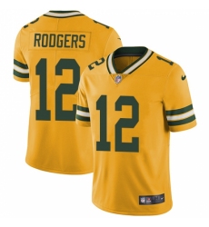 Men's Nike Green Bay Packers #12 Aaron Rodgers Elite Gold Rush Vapor Untouchable NFL Jersey