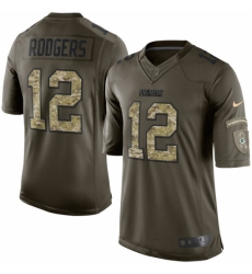 Men's Nike Green Bay Packers #12 Aaron Rodgers Elite Green Salute to Service NFL Jersey