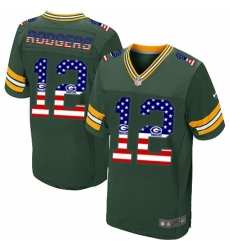 Men's Nike Green Bay Packers #12 Aaron Rodgers Elite Green USA Flag Fashion NFL Jersey