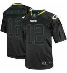 Men's Nike Green Bay Packers #12 Aaron Rodgers Elite Lights Out Black NFL Jersey