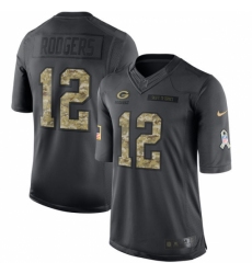 Men's Nike Green Bay Packers #12 Aaron Rodgers Limited Black 2016 Salute to Service NFL Jersey