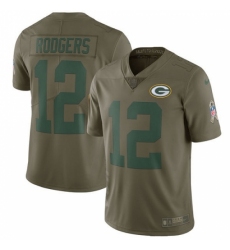 Men's Nike Green Bay Packers #12 Aaron Rodgers Limited Olive 2017 Salute to Service NFL Jersey
