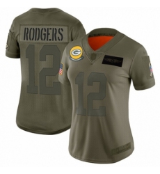 Women's Green Bay Packers #12 Aaron Rodgers Limited Camo 2019 Salute to Service Football Jersey