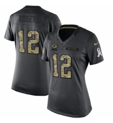 Women's Nike Green Bay Packers #12 Aaron Rodgers Limited Black 2016 Salute to Service NFL Jersey