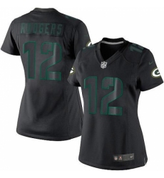 Women's Nike Green Bay Packers #12 Aaron Rodgers Limited Black Impact NFL Jersey