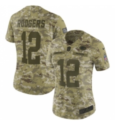 Women's Nike Green Bay Packers #12 Aaron Rodgers Limited Camo 2018 Salute to Service NFL Jersey