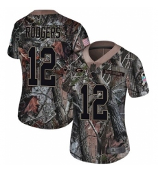 Women's Nike Green Bay Packers #12 Aaron Rodgers Limited Camo Rush Realtree NFL Jersey