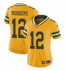 Women's Nike Green Bay Packers #12 Aaron Rodgers Limited Gold Rush Vapor Untouchable NFL Jersey