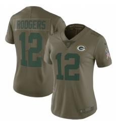 Women's Nike Green Bay Packers #12 Aaron Rodgers Limited Olive 2017 Salute to Service NFL Jersey