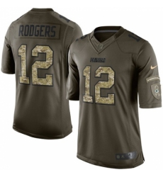 Youth Nike Green Bay Packers #12 Aaron Rodgers Elite Green Salute to Service NFL Jersey