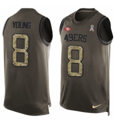 Men's Nike San Francisco 49ers #8 Steve Young Limited Green Salute to Service Tank Top NFL Jersey