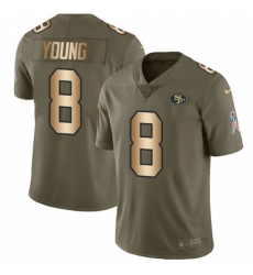 Men's Nike San Francisco 49ers #8 Steve Young Limited Olive/Gold 2017 Salute to Service NFL Jersey