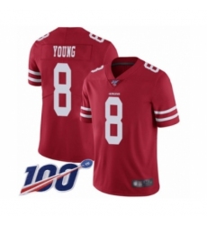 Men's San Francisco 49ers #8 Steve Young Red Team Color Vapor Untouchable Limited Player 100th Season Football Jersey