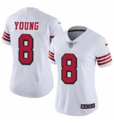 Women's Nike San Francisco 49ers #8 Steve Young Limited White Rush Vapor Untouchable NFL Jersey