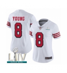 Women's San Francisco 49ers #8 Steve Young Limited White Rush Vapor Untouchable Super Bowl LIV Bound Football Jersey