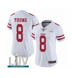 Women's San Francisco 49ers #8 Steve Young White Vapor Untouchable Limited Player Super Bowl LIV Bound Football Jersey