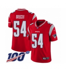 Men's New England Patriots #54 Tedy Bruschi Limited Red Inverted Legend 100th Season Football Jersey