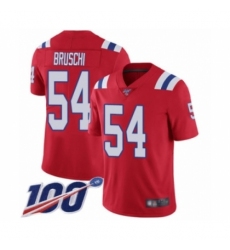 Men's New England Patriots #54 Tedy Bruschi Red Alternate Vapor Untouchable Limited Player 100th Season Football Jersey