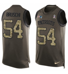 Men's Nike New England Patriots #54 Tedy Bruschi Limited Green Salute to Service Tank Top NFL Jersey