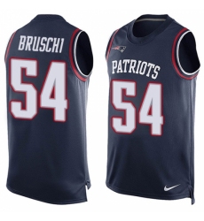 Men's Nike New England Patriots #54 Tedy Bruschi Limited Navy Blue Player Name & Number Tank Top NFL Jersey