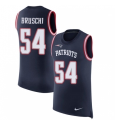 Men's Nike New England Patriots #54 Tedy Bruschi Limited Navy Blue Rush Player Name & Number Tank Top NFL Jersey
