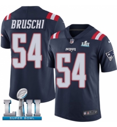 Men's Nike New England Patriots #54 Tedy Bruschi Limited Navy Blue Rush Vapor Untouchable Super Bowl LII NFL Jersey