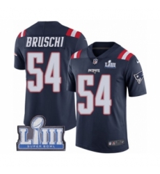 Men's Nike New England Patriots #54 Tedy Bruschi Limited Navy Blue Rush Vapor Untouchable Super Bowl LIII Bound NFL Jersey