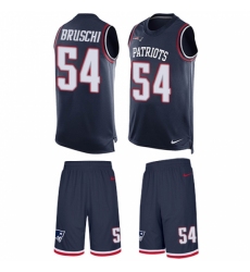Men's Nike New England Patriots #54 Tedy Bruschi Limited Navy Blue Tank Top Suit NFL Jersey
