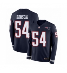 Men's Nike New England Patriots #54 Tedy Bruschi Limited Navy Blue Therma Long Sleeve NFL Jersey