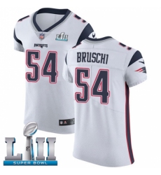 Men's Nike New England Patriots #54 Tedy Bruschi White Vapor Untouchable Elite Player Super Bowl LII NFL Jersey
