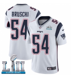 Men's Nike New England Patriots #54 Tedy Bruschi White Vapor Untouchable Limited Player Super Bowl LII NFL Jersey