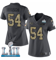 Women's Nike New England Patriots #54 Tedy Bruschi Limited Black 2016 Salute to Service Super Bowl LII NFL Jersey