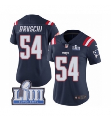 Women's Nike New England Patriots #54 Tedy Bruschi Limited Navy Blue Rush Vapor Untouchable Super Bowl LIII Bound NFL Jersey