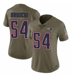 Women's Nike New England Patriots #54 Tedy Bruschi Limited Olive 2017 Salute to Service NFL Jersey