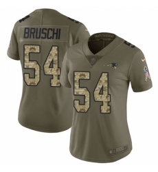 Women's Nike New England Patriots #54 Tedy Bruschi Limited Olive/Camo 2017 Salute to Service NFL Jersey