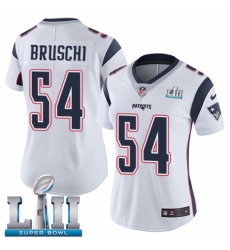 Women's Nike New England Patriots #54 Tedy Bruschi White Vapor Untouchable Limited Player Super Bowl LII NFL Jersey