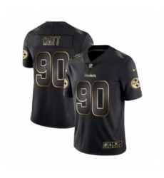 Men Pittsburgh Steelers #90 T.J. Watt Black Golden Edition 2019 Vapor Untouchable Limited Jersey