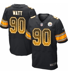 Men's Nike Pittsburgh Steelers #90 T. J. Watt Elite Black Home Drift Fashion NFL Jersey