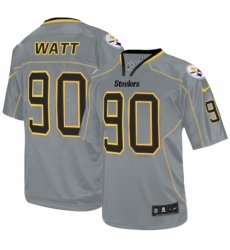 Men's Nike Pittsburgh Steelers #90 T. J. Watt Elite Lights Out Grey NFL Jersey