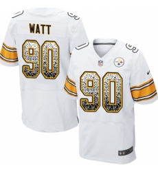 Men's Nike Pittsburgh Steelers #90 T. J. Watt Elite White Road Drift Fashion NFL Jersey