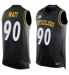 Men's Nike Pittsburgh Steelers #90 T. J. Watt Limited Black Player Name & Number Tank Top NFL Jersey