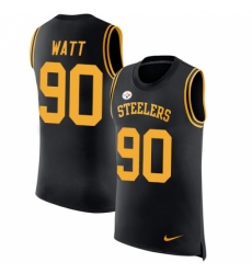 Men's Nike Pittsburgh Steelers #90 T. J. Watt Limited Black Rush Player Name & Number Tank Top NFL Jersey