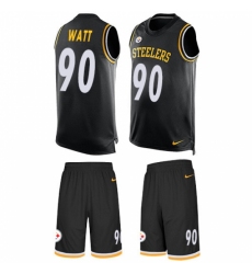 Men's Nike Pittsburgh Steelers #90 T. J. Watt Limited Black Tank Top Suit NFL Jersey