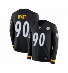 Men's Nike Pittsburgh Steelers #90 T. J. Watt Limited Black Therma Long Sleeve NFL Jersey