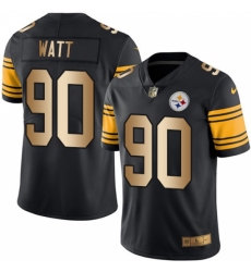 Men's Nike Pittsburgh Steelers #90 T. J. Watt Limited Black/Gold Rush Vapor Untouchable NFL Jersey