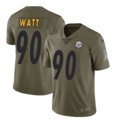 Men's Nike Pittsburgh Steelers #90 T. J. Watt Limited Olive 2017 Salute to Service NFL Jersey